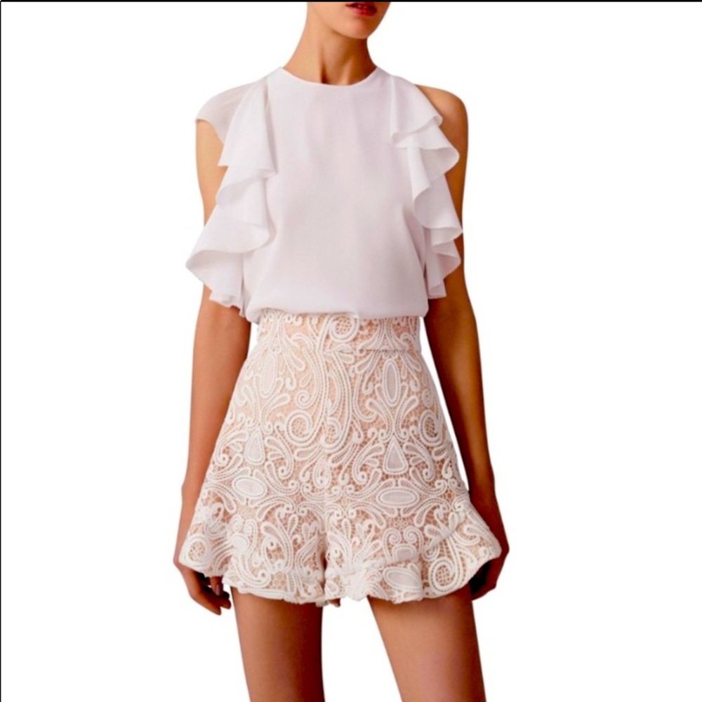 NWT BARRON LACE WHITE HIGH WAISTED SHORTS